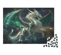 Ancient Dragón in Armor-Temple Under The Cielo Estrellado, Rompecabezas Sostenibles Estampados para Adultos De Madera De 1000pcs (75x50cm)