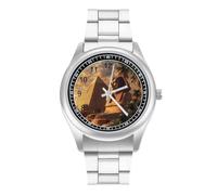 Ancient Egypt Secrets Pyramid Sphinx - Reloj casual para hombre con correa de acero inoxidable, aleación y cuarzo