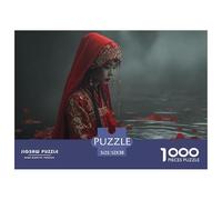 Ancient Girl in Red Hanfu 1000 Pcs Ökopapier Puzzle Traditional Chinese Bride Lebendige Bilder Kreatives Spiel Puzzles Als Geburtstagsgeschenke 52x38cm/1000pcs