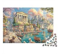 Ancient Harbor Scene Extra Thick Cardboard Temple Arte del Paisaje Jigsaw Puzzle Adults Age 12 Up Brain Training Activity Ideal Gift for Teen Puzzle Lovers 12 18 Years 52x38cm/1000pcs