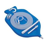 Ancient Impex - Kit de bolsa de goma para enema de limpieza de colon, parte superior abierta de 2 cuartos de galón, azul, con manguera de silicona y todos los accesorios incluidos, sistema de