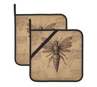 Ancient Insects Prints - Soportes cuadrados a prueba de calor (juego de dos) de 8 x 8 pulgadas: telas de calidad, antiquemaduras y fáciles de limpiar
