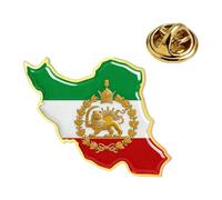 Ancient Iran Flag Pin - Metal Patriotic Badge, Symbolic Embellishment with Sun and Animal Motif (Cultural Heritage), Brooch Accessory, Statement Wear, Perfect Item for Showing National Pride