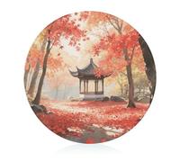 Ancient Pavilion in The Maple Forest - Tabla de cortar resistente a los arañazos, tabla de cortar portátil, tabla de cortar redonda de vidrio para cocina, picnic al aire libre, 7.9 pulgadas