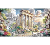 Ancient-Ruins-Garden-Scene Puzzle Adultos 1000 Piezas Juego desafiante Educativo Papel Reciclado para relajación y Creatividad 38x26/1000pcs