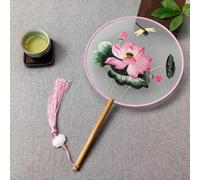 Ancient style fan Suzhou double-sided embroidery group fan dance special Chinese style Hanfu qipao classical round fan summer fan