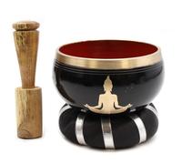Juego de Cuenco Tibetano - Buda - Negro/Naranja 10,7 cm