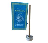 Ancient Wisdom Kit Incienso Sughandit Dhoop del Himalaya - Kit Regalo Incienso Tibetano - 100% Natural - 30 barritas en cajita con un Porta Incienso (Nag Champa)