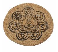 Ancient Wisdom Mantel Individual Natural - Yute y Algodón 30cm - Hecho en India (Estampado Chakra)