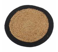 Ancient Wisdom Mantel Individual Natural - Yute y Algodón 30cm - Hecho en India (Negro)