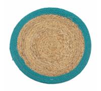 Ancient Wisdom Mantel Individual Natural - Yute y Algodón 30cm - Hecho en India (Verde Azulado)
