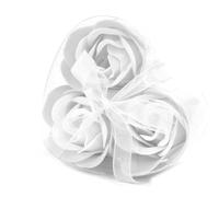 Ancient Wisdom Set of 3 Soap Flower Heart Box - White