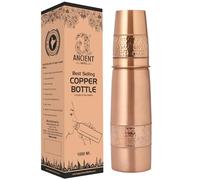 ANCIENTIMPEX Botella de agua de cobre martillado de 900 ml con vaso, sin juntas y a prueba de fugas, para visitas ayurvédicas