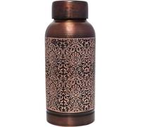 ANCIENTIMPEX Botella de agua de cobre puro - 600 ml con patrón floral | Botella de cobre ayurvédica a prueba de fugas para la salud, desintoxicación e hidratación diaria