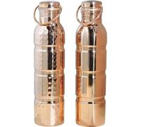 ANCIENTIMPEX Botellas de agua de cobre puro con asa, juego de 2, 33.81 onzas líquidas cada una, botellas de cobre ayurvédicas a prueba de fugas sin costuras para beneficios para la salud e hidratación