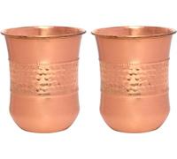 ANCIENTIMPEX Juego de 2 vasos de cobre, martillados y lisos, 250 ml de capacidad para beneficios de salud Ayurveda (curvado)