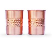 ANCIENTIMPEX Juego de 2 vasos de cobre, martillados y lisos, 250 ml de capacidad para beneficios de salud ayurveda (recto)