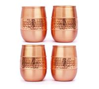 ANCIENTIMPEX Juego de 4 vasos de cobre puro (99,74%) martillados para beneficios para la salud Ayurveda, capacidad de 250 ml