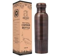 ANCIENTIMPEX Pure Copper Bottle - Botella de agua de cobre ayurveda con patrón de medio forro para salud, desintoxicación e hidratación