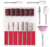 ANCIRS Juego de 11 brocas para uñas + 6 bandas de lijado de lima de 3/32 pulgadas, juego de recambios de cabezal de lima de uñas, brocas de uñas para acabado, manicura electrónica, herramientas de