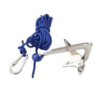 Ancla de b estilo Bruce, accesorios marinos versátiles, pulidos con cuerda de 5M, apto for canoas y yates, ancla de garra