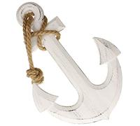 Ancla decorativa de madera con cuerda blanca para colgar Shabby Chic decoración de cuarto de baño, anclaje para barcos, decoración de pared maritimo