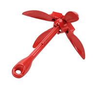 Ancla plegable marina de 3,5 lb, ancla de garfio de acero al carbono de 4 garras para kayak y bote inflable, ancla de bote portátil plegable con puntas de fácil bloqueo para río, l (Roja)