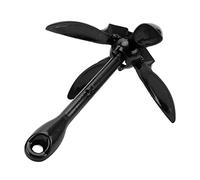Ancla plegable marina de 3,5 lb, ancla de garra de 4 garras en acero al carbono para kayak y bote inflable, ancla de barco portátil y plegable con puntas de bloqueo fácil para río, (Negra)