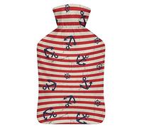 Ancla y volante, botella de agua de goma con cubierta de felpa suave, bolsa de agua caliente para invierno, manos y pies, protección contra el frío, 1000 ml