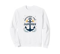 Anclado para el Verano: Vacaciones náuticas en la Playa Sudadera, Unisex para Adultos, Blanco, XL
