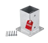 Anclaje al suelo SOTECH para atornillar en escuadra 90 x 90 mm, 152 mm de altura, acero galvanizado en caliente, soporte de poste de madera para madera cuadrada - ideal para jardín o terraza