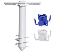 Anclaje de arena para sombrilla de playa con gancho de 4 puntas, estaca de tornillo en espiral para poste de sombrilla de 22 a 32 mm, soporte de plástico ABS resistente al viento, 37 cm (1)