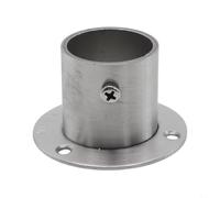 Anclaje de pared de brida de acero inoxidable para barras de cortina redondas, soporte de tubo pulido con tornillo de bloqueo, plateado (se adapta a 19 mm/22 mm/25 mm/32 mm) (32 mm)