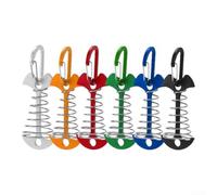 Anclajes de cubierta para uso en exteriores, 12 piezas con clavos de espina de pescado y mosquetones, proporcionando un agarre seguro para tiendas de campaña, toldos y muebles (verde)