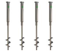 Anclajes de suelo T-BLOCK Kit de 4 tornillos de anclaje a tierra ecológicos para tiendas de campaña y cenadores, longitud 50 cm Ø 28-14 cabeza hexagonal de 41 mm con punto fijo M10.