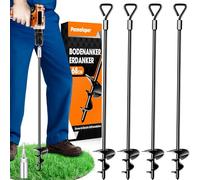 Anclajes para el suelo, estacas para tiendas de campaña, anclajes para trampolín, resistentes en paquete de 4, estacas para tiendas de campaña vientos fuertes, cobertizos, columpio (60cm X 4)