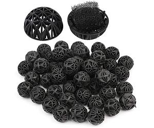 ANCLLO 100 filtros biológicos porosos de filtro de bola bioquímica material de filtro de agua con algodón para pecera, estanque acuario, fuente de cascada (16 mm)