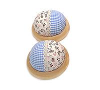 ANCLLO 2 cojines de aguja para la muñeca con diseño de lunares, calabaza, para coser (Azul)