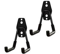 ANCLLO 2 ganchos negros para almacenamiento de garajes para garajes y jardín, organizador de herramientas de acero, ganchos pequeños en U, tamaño mediano