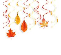 ANCLLO 24 piezas de decoraciones de Acción de Gracias, decoración en espiral, PVC, hoja de arce artificial para decoración de fiesta de otoño