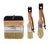 ANCLLO 3 pinceles de tiza y cera, cerdas para decoración de muebles de madera, incluye pinceles planos y redondos de tiza