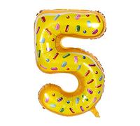 ANCLLO 32 pulgadas Donuts Globos Cumpleaños Globo de papel de aluminio Decoraciones para fiestas Suministros Helio Mylar Globos digitales-Donuts (Número 5)