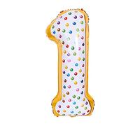 ANCLLO 32 pulgadas Donuts Globos Cumpleaños Globo de papel de aluminio Decoraciones para fiestas Suministros Helio Mylar Globos digitales-Donuts (Número 1)