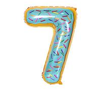 ANCLLO 32 pulgadas Donuts Globos Cumpleaños Globo de papel de aluminio Decoraciones para fiestas Suministros Helio Mylar Globos digitales-Donuts (Número 7)