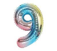 ANCLLO 32 pulgadas Número Globos Foil Globo Arco Iris Gradiente Dígitos Bola colorida Boda Fiesta de cumpleaños Decoración (Número 9)