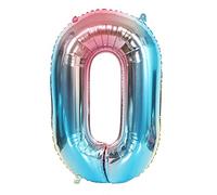 ANCLLO 32 pulgadas Número Globos Foil Globo Arco Iris Gradiente Dígitos Bola colorida Boda Fiesta de cumpleaños Decoración (Número 0)