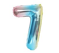 ANCLLO 32 pulgadas Número Globos Foil Globo Arco Iris Gradiente Dígitos Bola colorida Boda Fiesta de cumpleaños Decoración (Número 7)