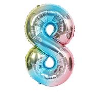 ANCLLO 32 pulgadas Número Globos Foil Globo Arco Iris Gradiente Dígitos Bola colorida Boda Fiesta de cumpleaños Decoración (Número 8)
