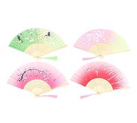 ANCLLO 4 Ventiladores Plegables de Mano de bambú con Borla para Mujer, abanicos de bambú ahuecados para decoración de Pared, Regalos (#5)