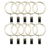 ANCLLO 40 anillos de cortina de acero inoxidable mate con clips de 3,8 cm, color dorado